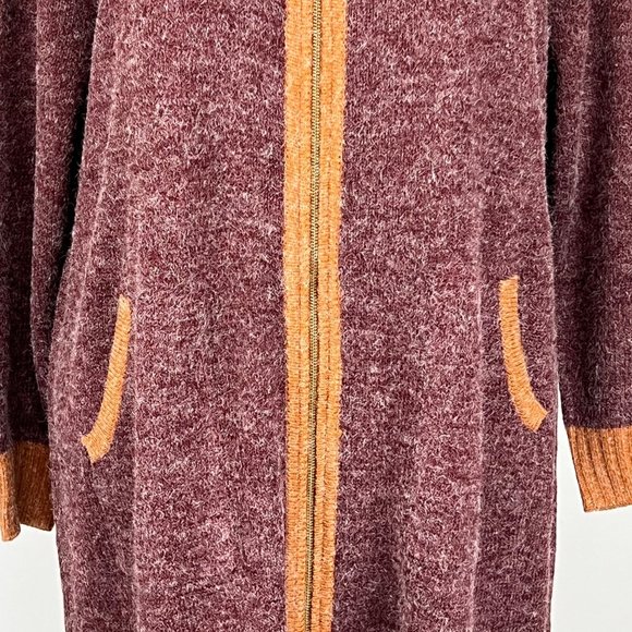 Linea Leisure by Louis Dell Olio Wine Brown Double Zip Long Cardigan size 3X - Picture 3 of 16